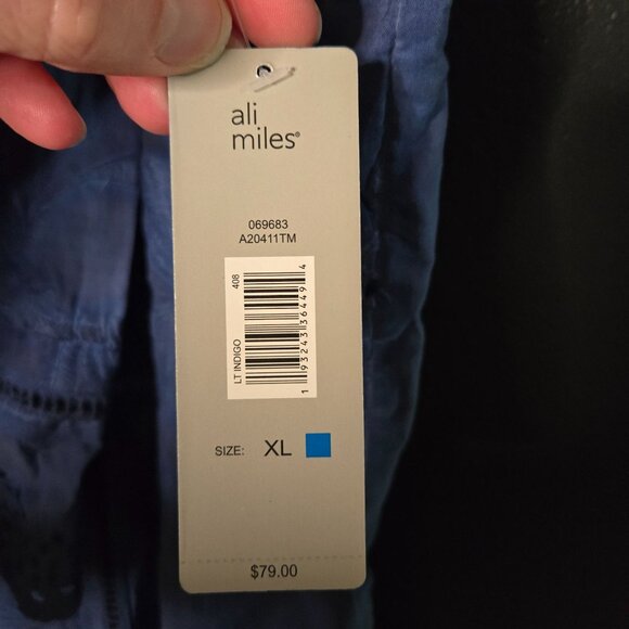 NWT Ali Miles Women's XL Blue Embroidered Peasant Boho Tunic Top - Picture 8 of 8